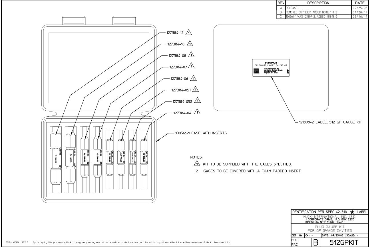  512GPKit - Plug Gauge Kit for GP Swage Cavities - Drawing