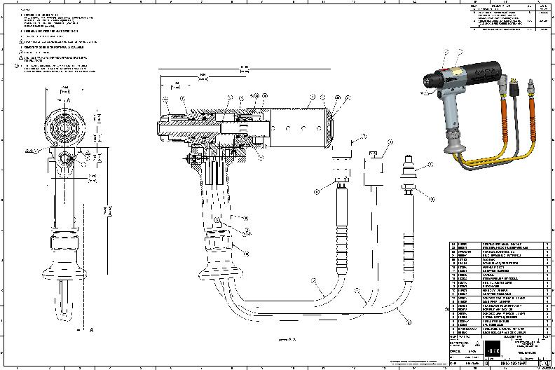 DH15 Series - Hydraulic Tool Dimensions and Part List - 2D PDF Clearance file