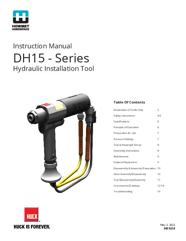 DH15 Series Hydraulic Installation Tool - Instruction Manual - English