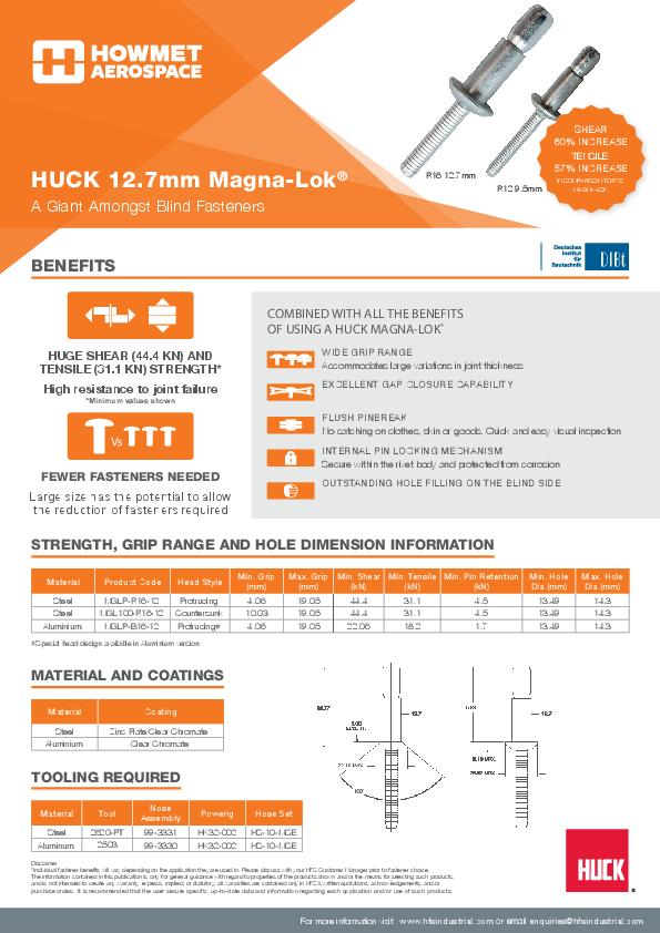 Huck 12.7mm Magna-Lok Blind Fastener Flyer EN