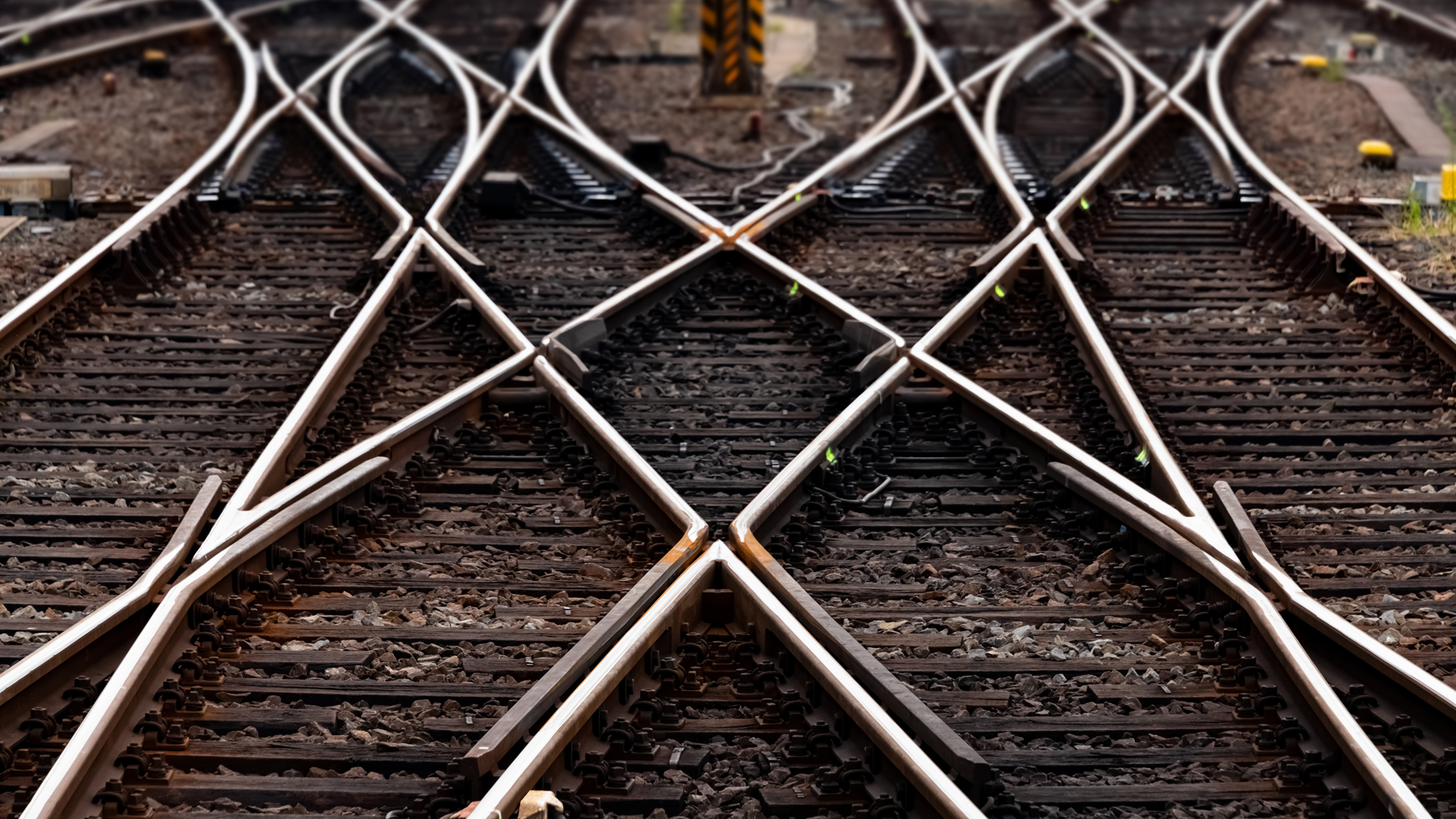 Railway tracks with switches and interchanges