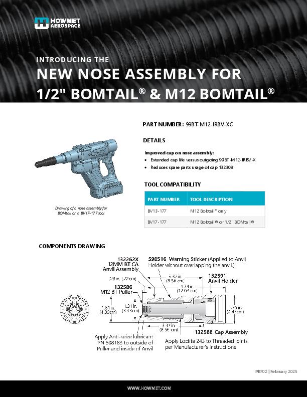 PB702 - 99BT-M12-IRBV-XC-16 BMT Nose - Product Bulletin